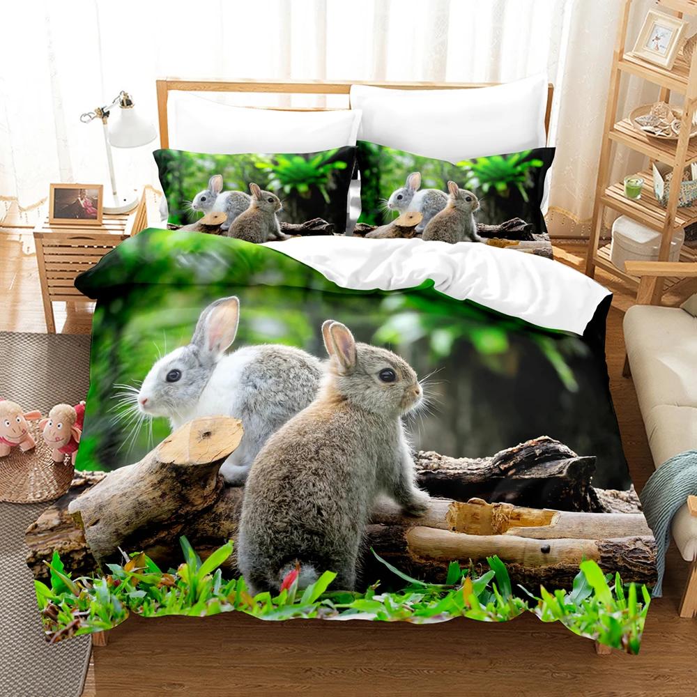 3D Print Litle Rabit Beding Soft with Soft Fabric Duvet Cover Set for Kid North America Home Textile Chinese Bed Cover Sets Pilowcases Carton New