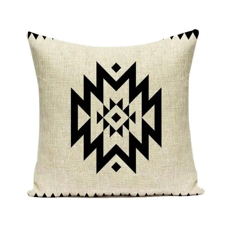 Boho Geometric Cushion Cover Aztec Tribal Pattern Cotton Throw Pillowcase For Living Room Sofa Couch Home Decor 40X40Cm 1 Pc