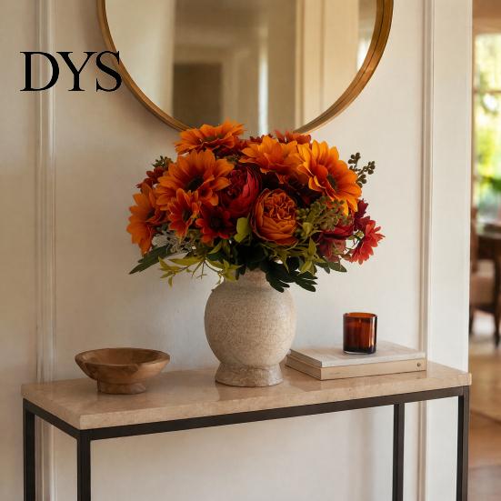 Realistic Silk Flowers for Wedding Centerpieces Sunflower Artificial Flowers, Fake Bouquet Home, Rustic Faux Arrangements Table Decor Fabric