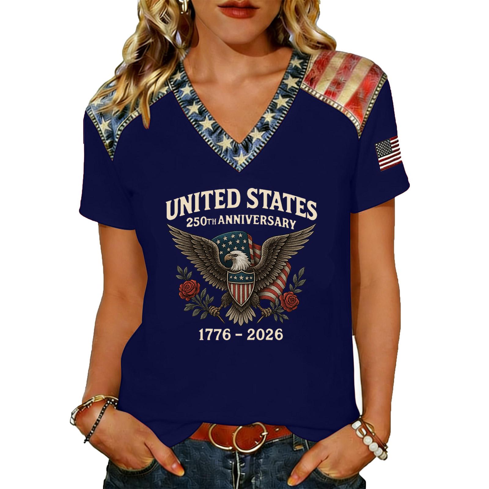 

Women Casual V Neck Short Sleeve Pullover T Shirt Lightweight Soft Fabric Comfortable Fit Simple Style L синий