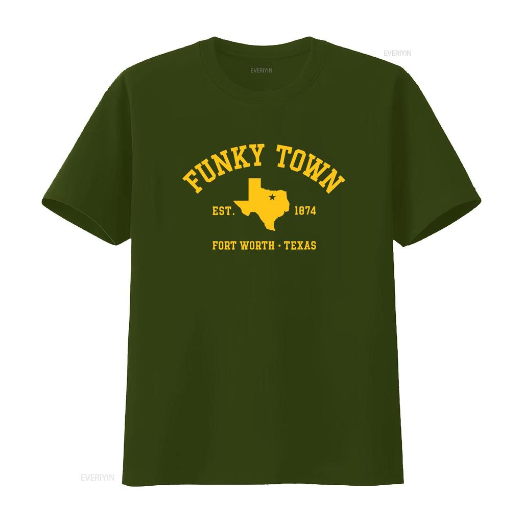 FUNKY TOWN Fort Worth TX Athletic Design T Shirt vintage Washed graphic Top For Everyday Wear fashion Comfortable Soft Stylish