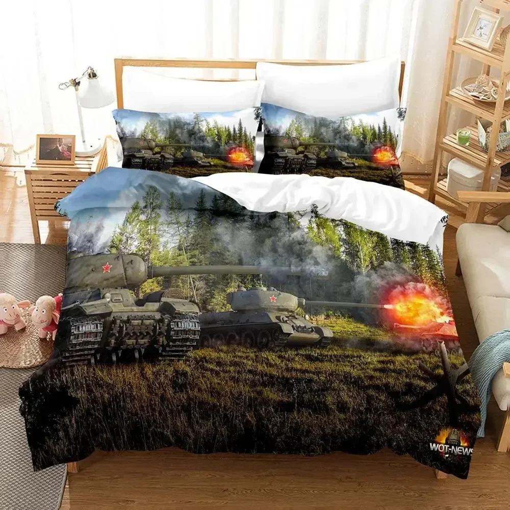 Tank Duvet Cover Set King Size War Theme Bedding Set Dirt Bike Quilt Cover for Kid Boys Men Comfortable Microfiber Quilt Cover