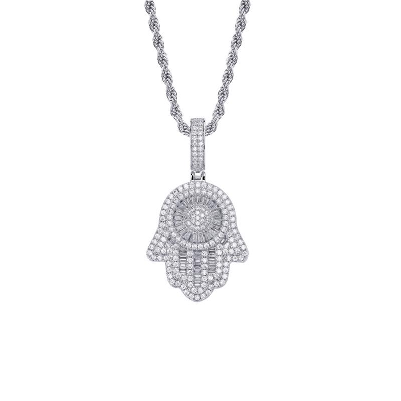 Men's Trendy Retro Fatima Hand Zircon Necklace