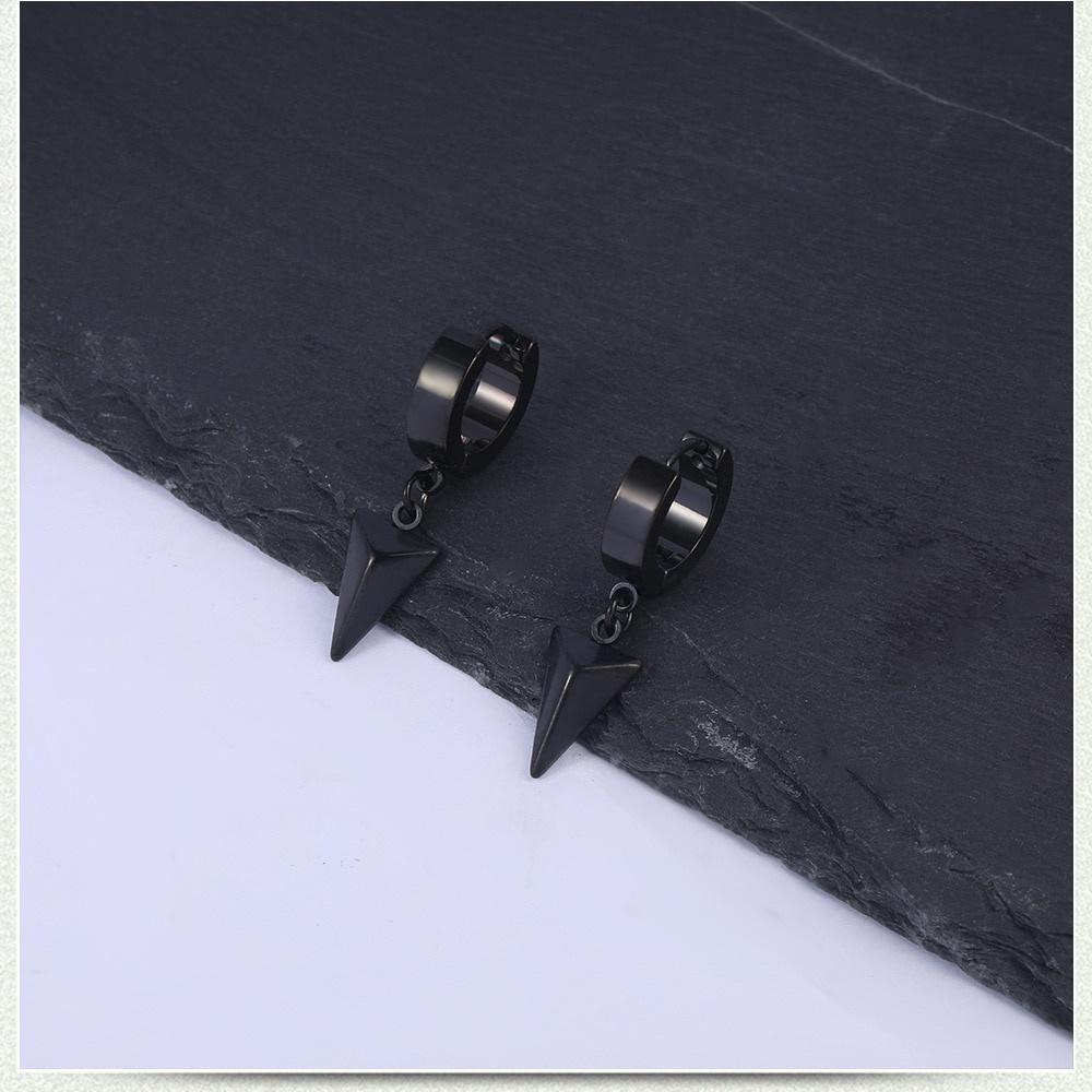 ANDPAI Orecchini A Cerchio Triangolo Punk In Acciaio Inossidabile 316L – Piccoli Neri, Gioielli Unisex Con Chiusura Sicura