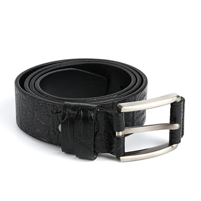 Men s Embossed Crocodile Pattern Leather Belt with Pin Buckle 105-125