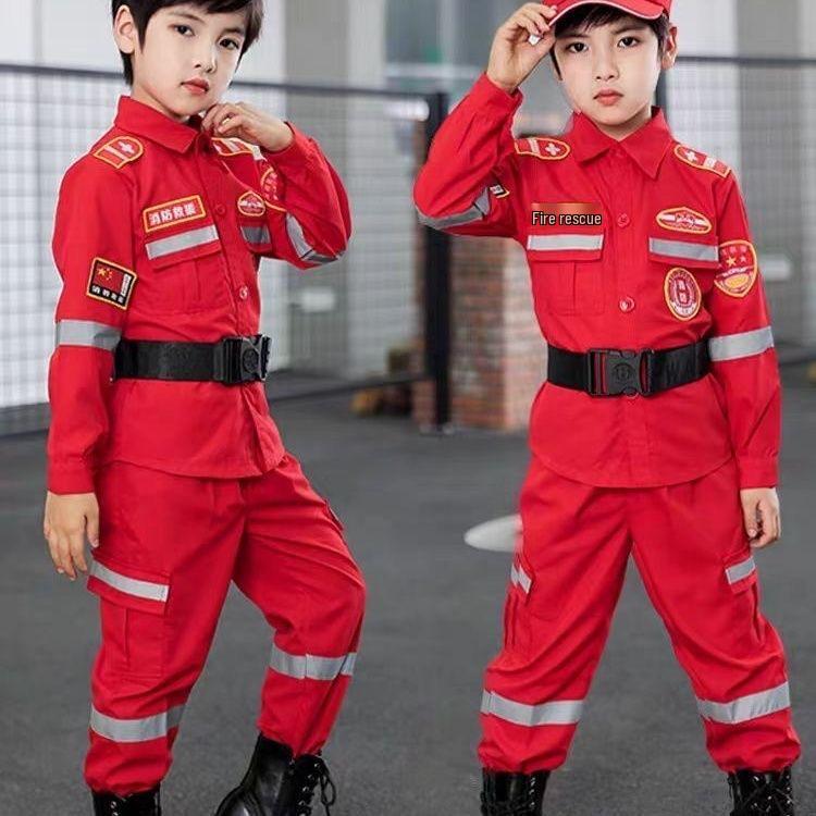 Kids' Firefighter Costume: Halloween Cosplay & Performance Set
