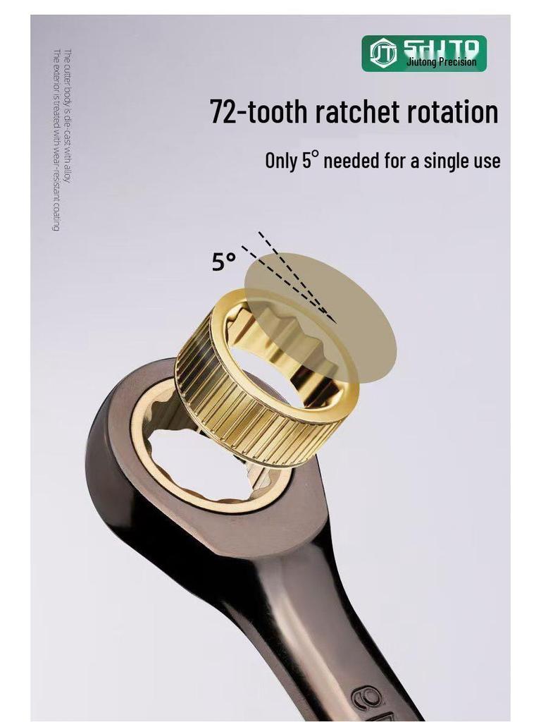 72-Tooth Dual-Head Ratchet Open/Box-End Combo Wrench Set for Auto Repair