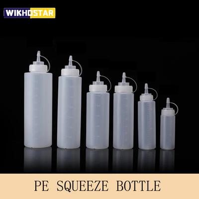 Botella de condimento puntiaguda de plástico para salsa de ensalada de tomate, botella de condimento de escritorio exprimida, suministros de cocina multifuncionales