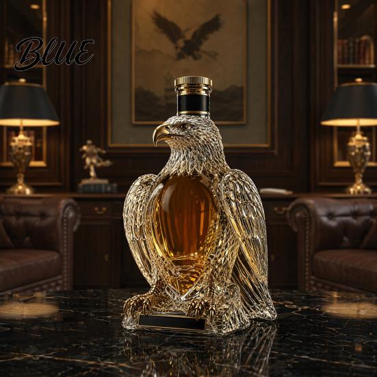 Kolekcjonerska Butelka Whisky Szklany Karafka Orzeł 350ml 250. Rocznica Kształtowa Pomysł na Prezent dla Miłośnika Wina Bourbon Unikalna Dekoracja Baru i Mężczyzn Karafka