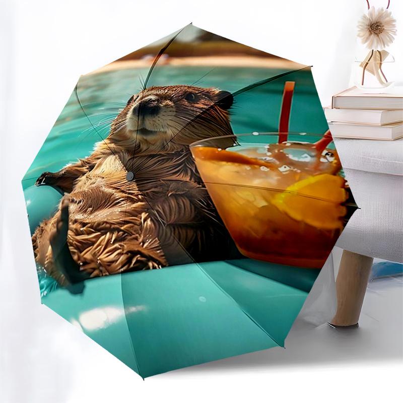 Capybara Themed Travel Umbrella 8 Ribs Automatic Opening and Closing,Portable Folding Design,Compact and Stylish Umbrella Suitable for Out