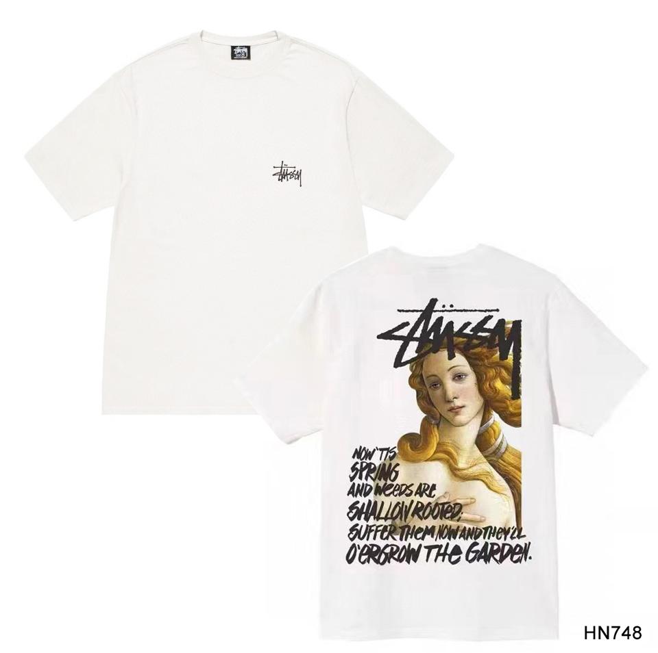 Stussy 2025 Sommer Neues Hochwertiges Rundhals-T-Shirt aus Baumwolle für Männer und Frauen Klassisches Logo mit neuem Musterdruck Paar-T-Shirt