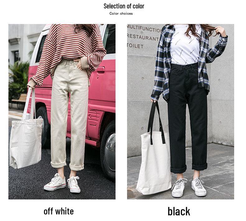 2021 Korean-Style High-Waisted Cropped Straight-Leg Jeans: Slimming, Versatile, Loose, Casual Wide-Leg Pants for Women