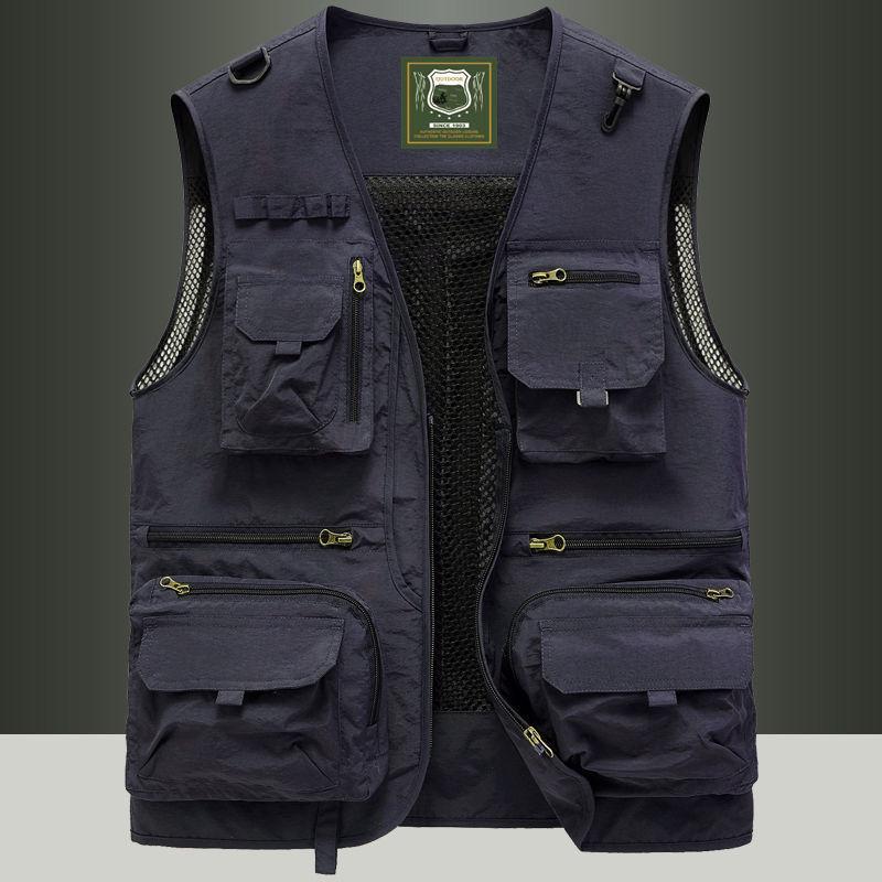 

Men s Multi-Pocket Quick-Dry Mesh Vest for Outdoor Photography and Fishing S (95-115 kg) чёрный