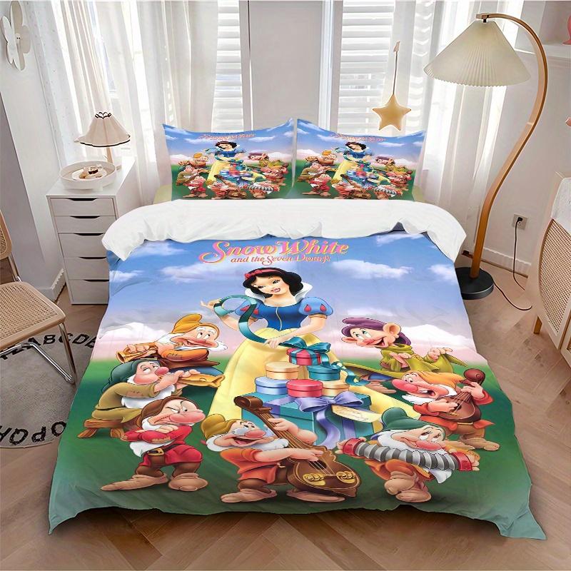 3pcs Snow White and the Dwarfs At the Carnival Printed Bedding Set, Soft and Comfortable Quilt Cover for Bedroom, Guest Room S089