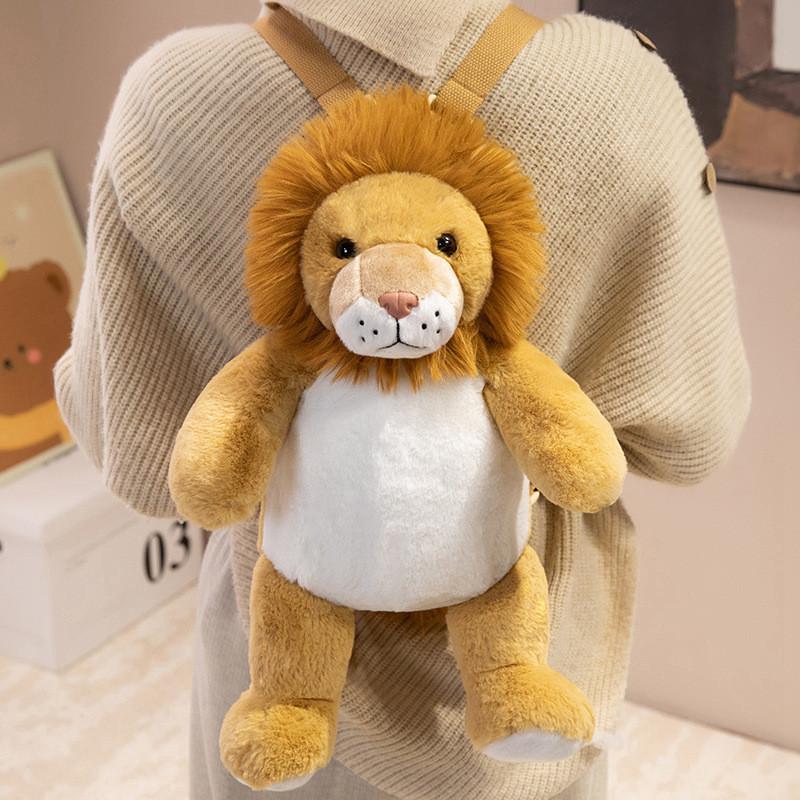 Plüschtier-Rucksack für Kinder, Mädchen und Jungen, niedlicher Löwe, Giraffe, Schaf, mit PP-Baumwollfüllung