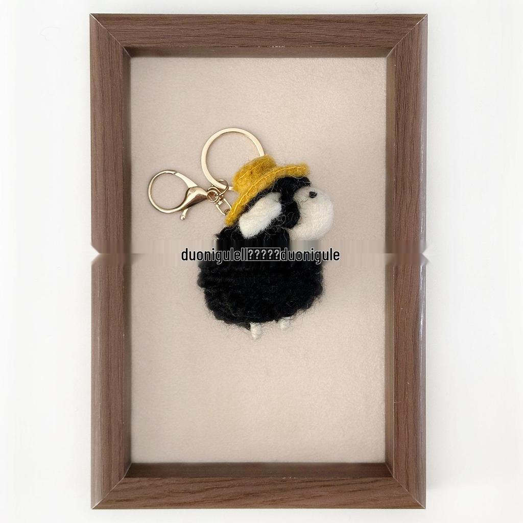 Yellow Hat Sheep Wool Felt Ornament Keychain 