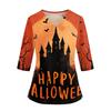 Women's Halloween Print Top V-Neck Three-Quarter Sleeve with Pockets Side Slits Costume Shirt