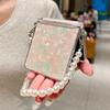 For Samsung Galaxy Z Flip 8 7E 7 6 5 Luxury Shell Pattern Pearl Bracelet Case With Wrist Chain Hard Acrylic Shockproof Cover