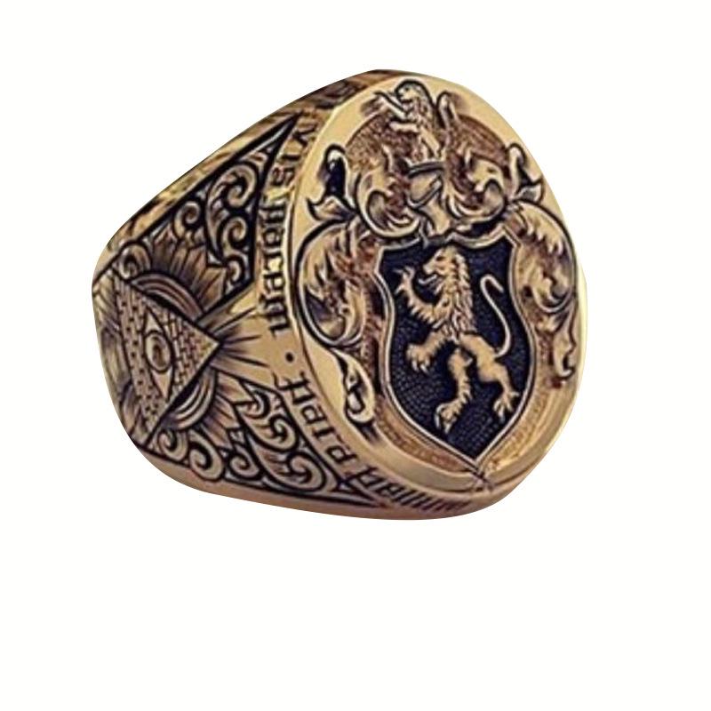 New England Lion Seal Ring: Noble Family Engagement or Wedding Anniversary Gift for Men