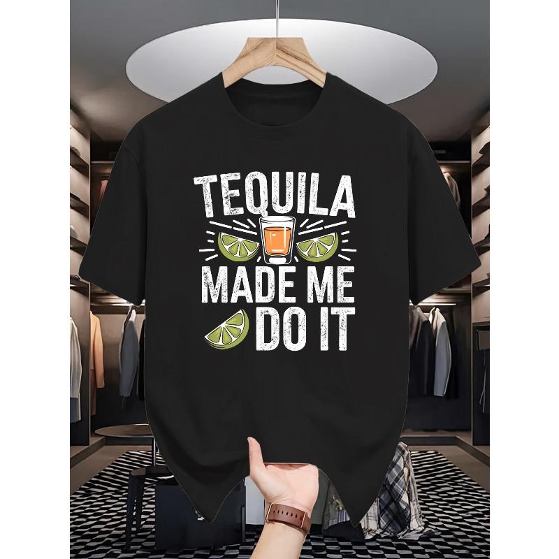 

European sizes 1016 TEQUILA MADE ME DO IT Men s T-Shirt - Tequila-Themed Mexican Drink Print with Lime & Design S чёрный
