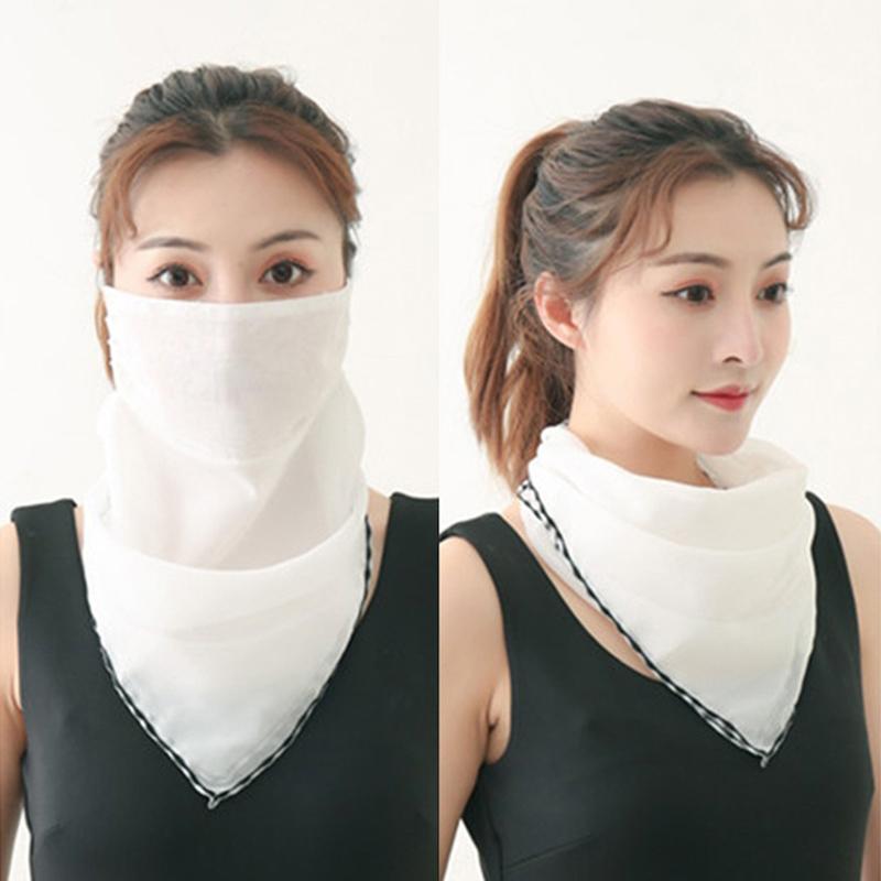 1Pc Women Mask Scarf Sun Protection Mask Outdoor Riding Dustproof Running Cycling Ear Hangers Silk Scarf Handkerchief