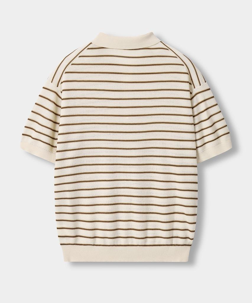 Yujen Tencel Wool Striped Half Knit_Oatmeal
