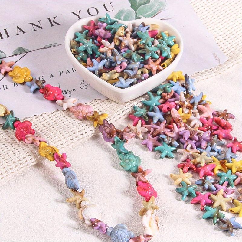 50Pcs Colorful Acrylic Starfish Beads - Vibrant Marine-Themed Diy Jewelry Making Supplies For Necklace Bracelet Keychain