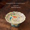 Chinese Ru Kiln Blue and White High-Footed Ceramic Plate for Fruit, Tea, Snacks, Pastries, and Living Room Decor