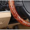 Leather Auto Car Steering Wheel Cover,Anti Slip Universal 15 Inch,Brown Crocodile With Rose Grain