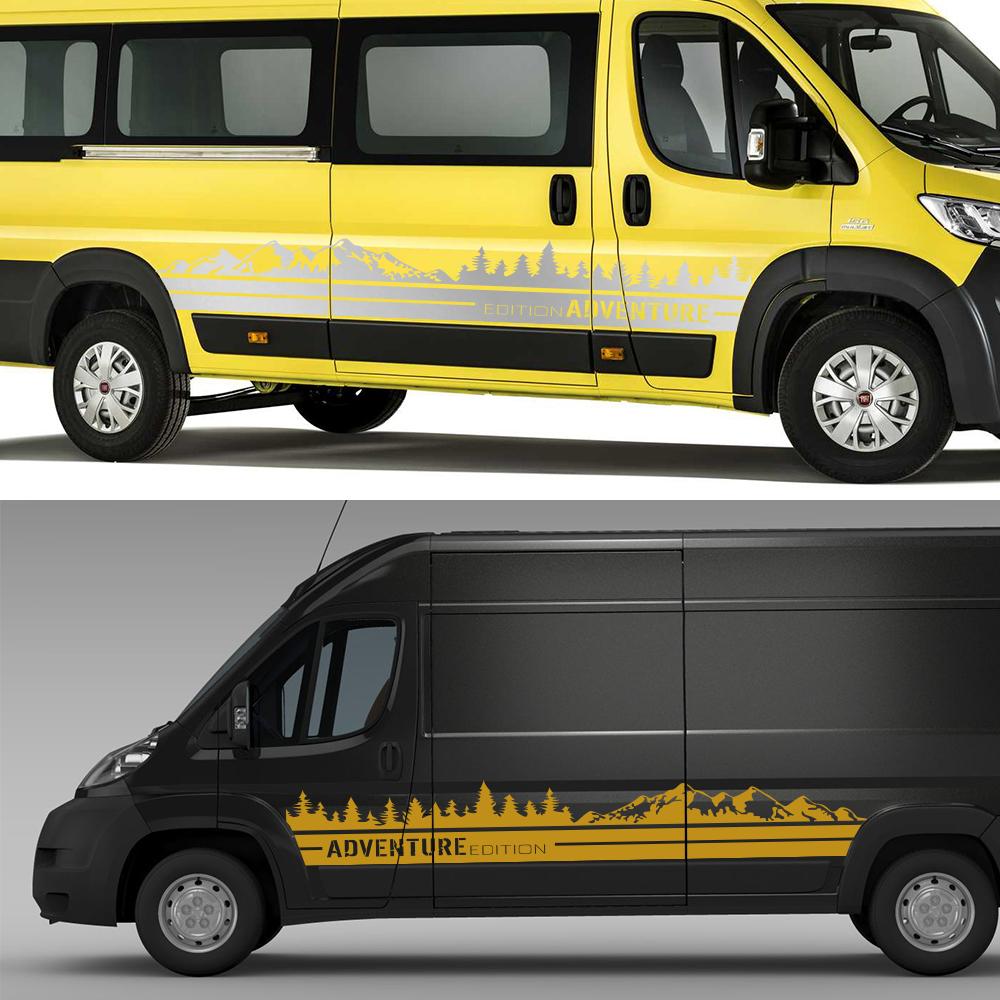 Van Door Side Stickers For Fiat Ducato Peugeot Boxer Citroen Jumper Camper Car Graphics Mountain Decor Decals Tuning Accessories