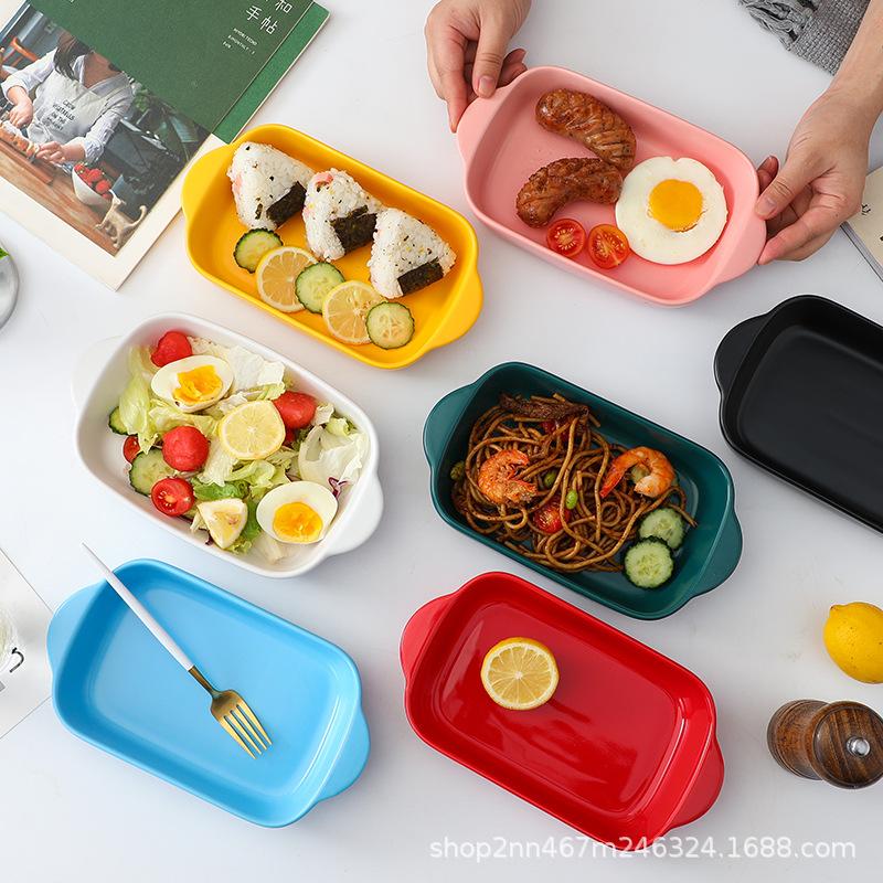 Cheese Baked Rice Plate Household Ceramic Oven Microwave Oven Baking Bowls Plates Tableware Vegetable Plate Creative Tableware