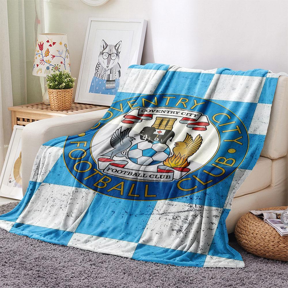Coventry City FC Printed Flannel Blanket, Soft Throw for Bedroom Sofa, Washable, Christmas Present, Great Gift.
