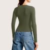 Women's Color V,Neck Slim,Fit Long,Sleeve Top