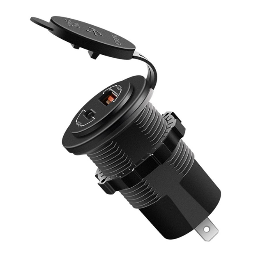 Aluminum Metal 60W Motorbike RV Quick Charge 4.0 PD QC 3.0 USB Charger Universal