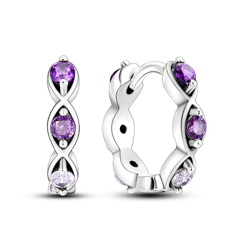 2024 Earrings For Women 925 Sterling Silver Colorful Double Hoop Earrings Fashion Birthday Party Wedding Engagement Jewelry