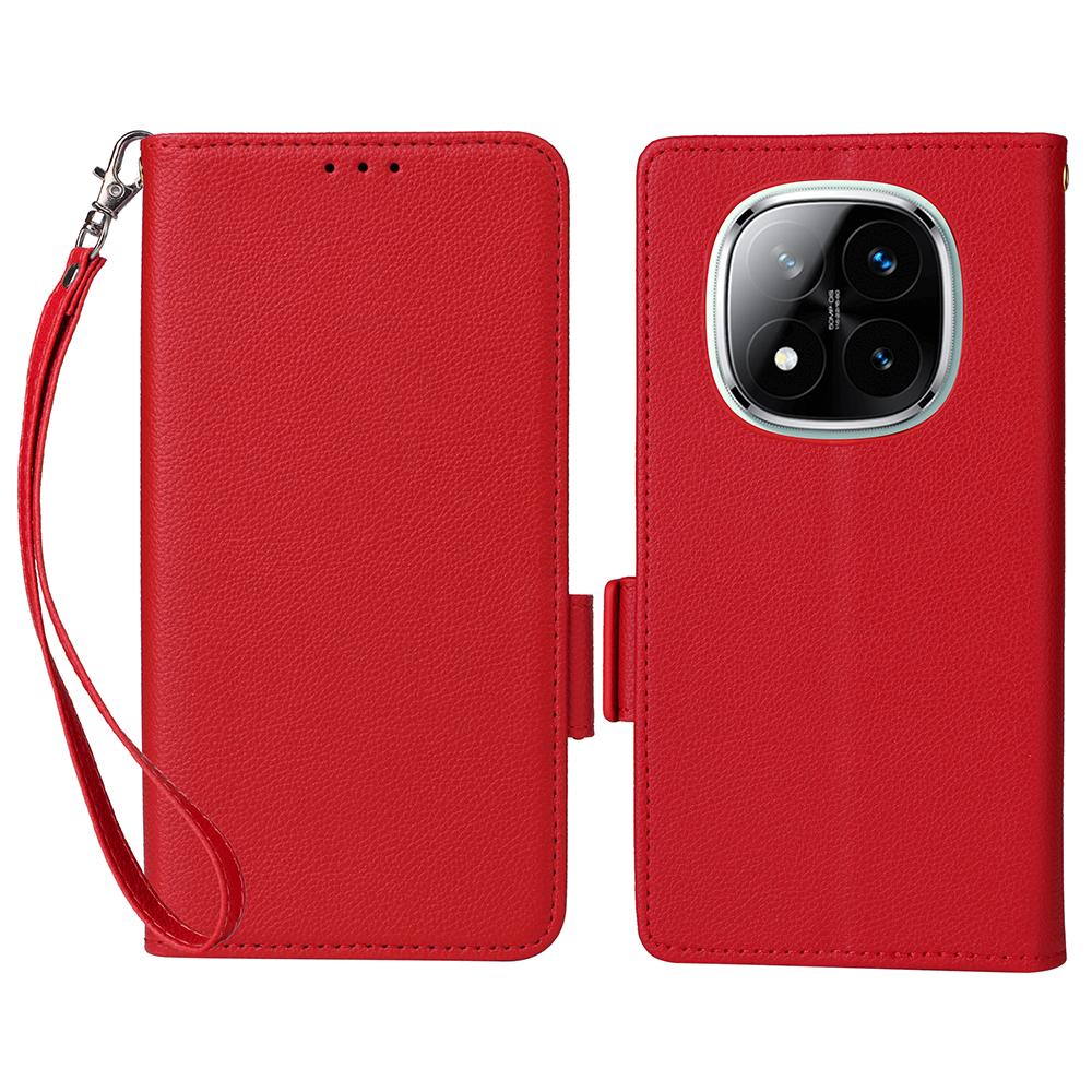 For Xiaomi Note 14 Pro+ 5G/Note 14 Pro 5G/Poco X7 5G Case with Wrist Strap Litchi Texture PU Leather Wallet Phone Cover