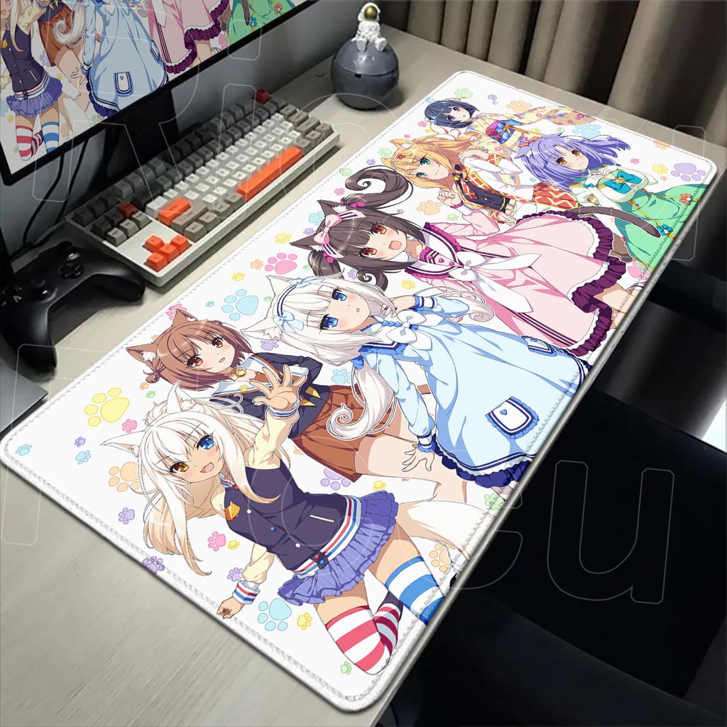 HD Anime Mousepad Cute Chocolate And Vanilla Natural Rubber Nonslip Keyboard Gaming Nekopara Extended Mat PC Office Accessories