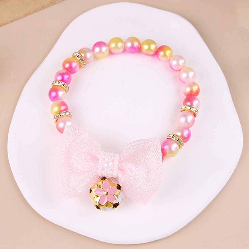 Colorful Cat Puppy Collar Princess Style Cat Neck Chain Cute Pet Pearls Bowknot Necklace  Puppy