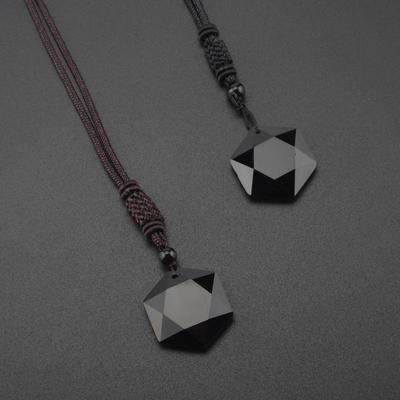 Selling: Obsidian Six-Pointed Star Pendant Necklace for Men & Women