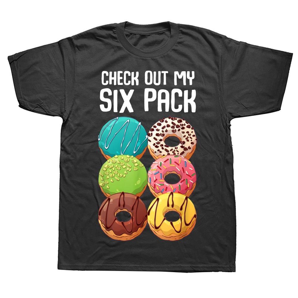 Зацените My Six Pack Donut, забавные футболки для спортзала, летняя стильная уличная одежда, футболка с короткими рукавами, подарки на день рождения, мужская одежда S чёрный