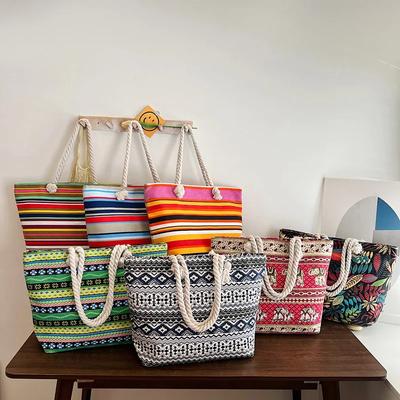 Borse Tote National Wind Borsa da Shopping in Tela a Righe Corda Spessa Piccola Borsa a Spalla Sottospalla Borsa da Lavoro per Donne