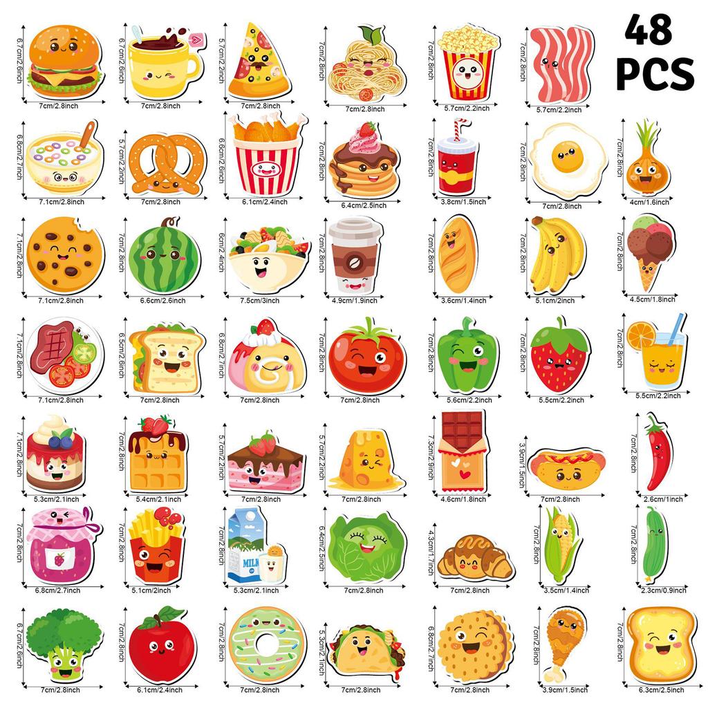 48/43Pcs Cute Fridge Magnets Color Rubber Soft Magnetic Sticker Fun Animal and Food Refrigerator Sticker Decor for Kid Learning