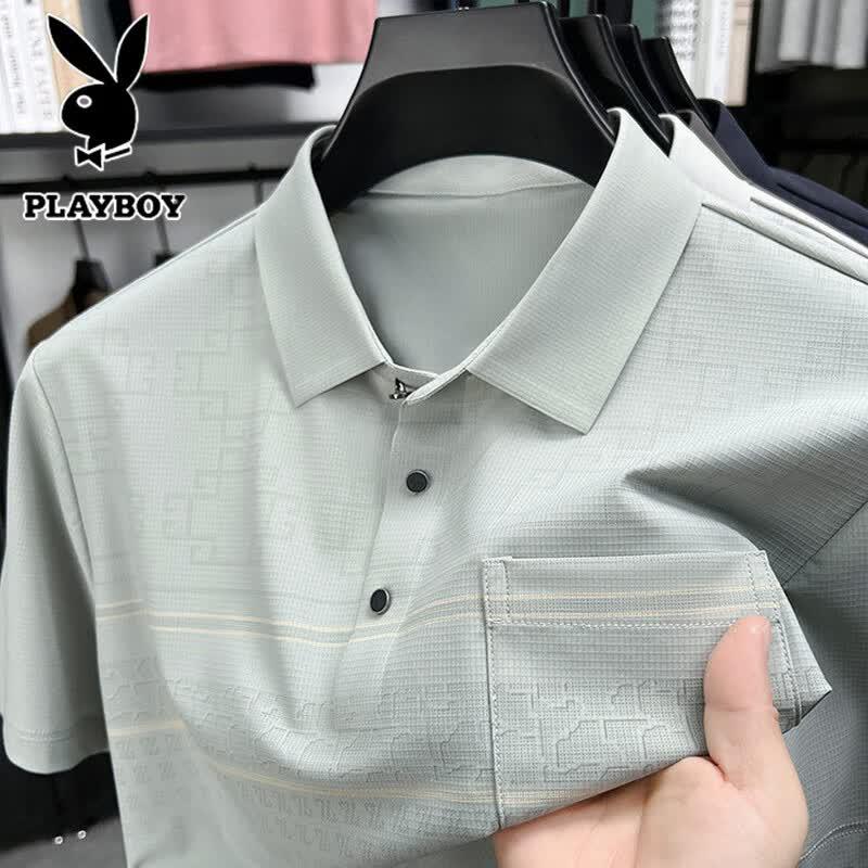 PLAYBOY Men s Summer Business Casual Polo T-Shirt L светло-зеленый