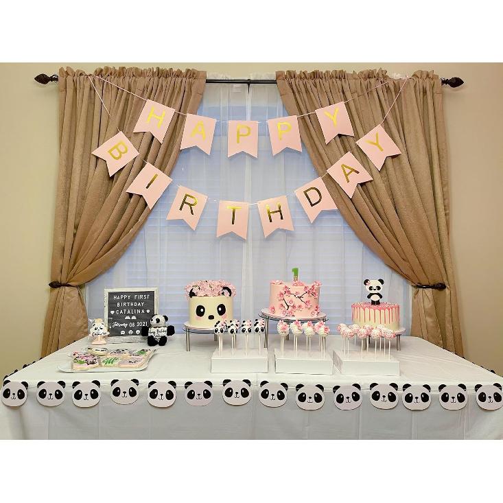 Happy Birthday Banner Pink Birthday Signs Party Supplies Garland Decorations Nursery Hanging Decor (Soft Pink)