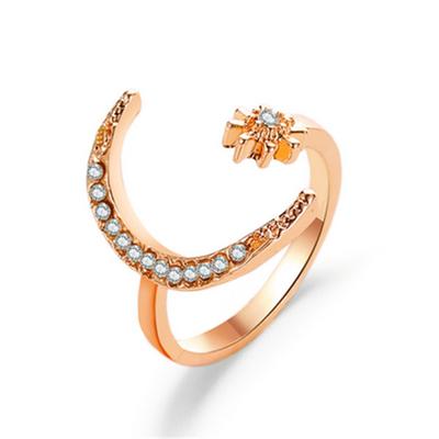 Star Moon Ring Fashion Ethnic Style with Opening Ring Crescent Ring Women's