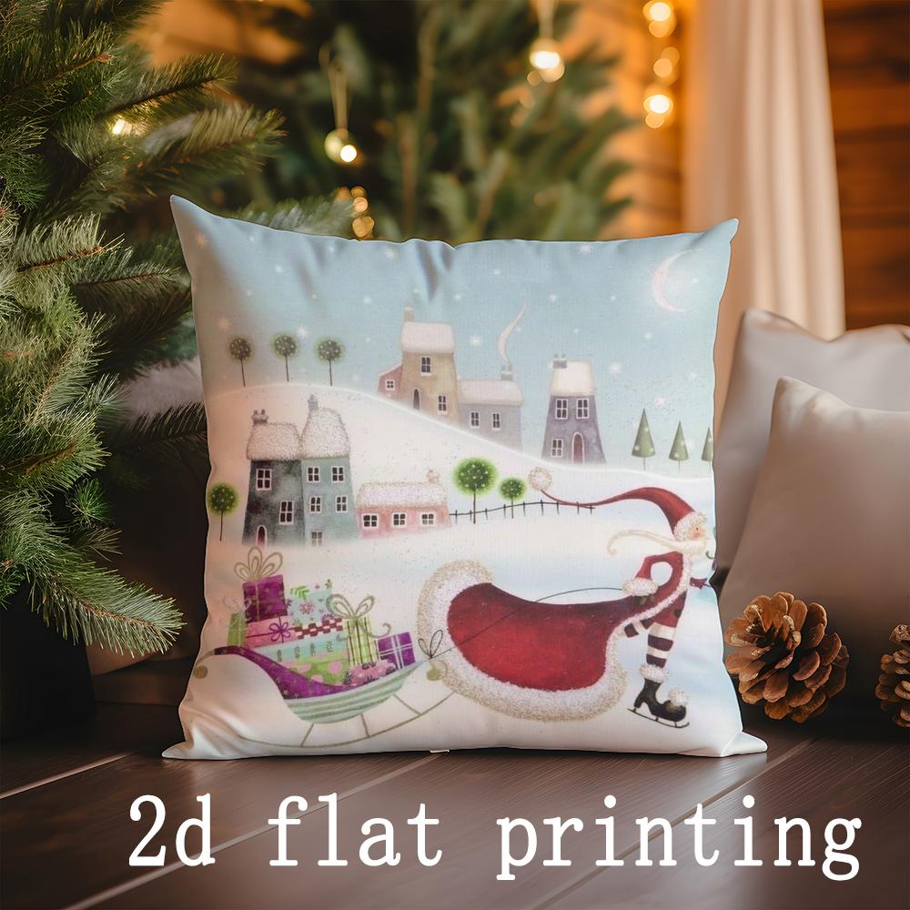Home Decor Christmas-themed Cartoon Pillowcases for Home Pattern Cushion Cover Suitable for Sofa Bedroom Car Pillow Cover
