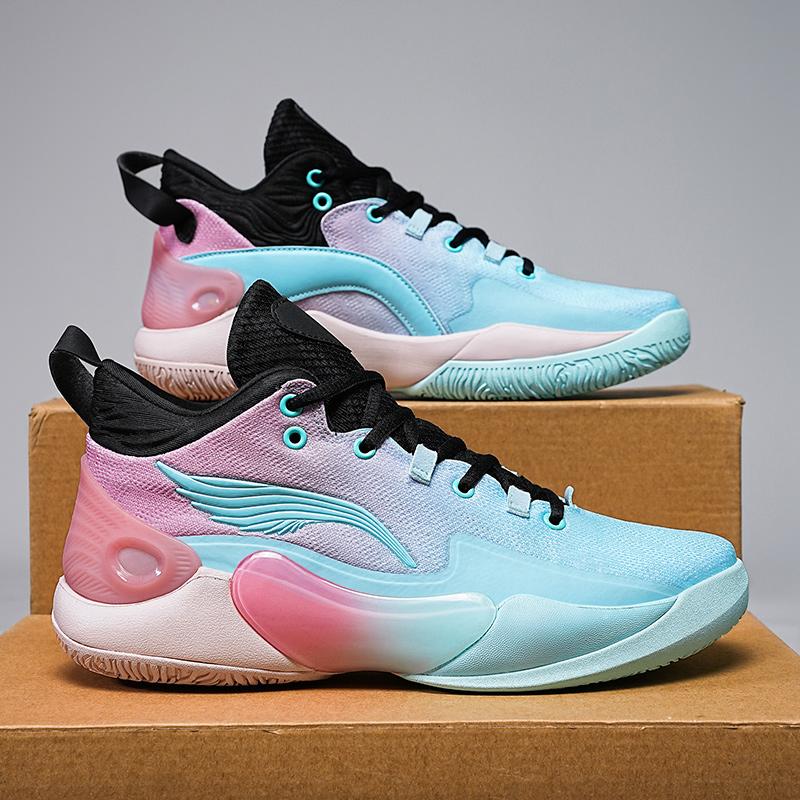 Basketball Shoes for Men and Women in Summer Mesh Breathable Lightweight Soft Sole Non-Slip Wear-Resistant Shock-Absorbing Stude