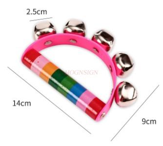 1Pcs Baby Ringing Wooden Baby Hand Ringing Early Education Colorful Infant Comfort Ringing Bell Bell Musical Instrument Toys