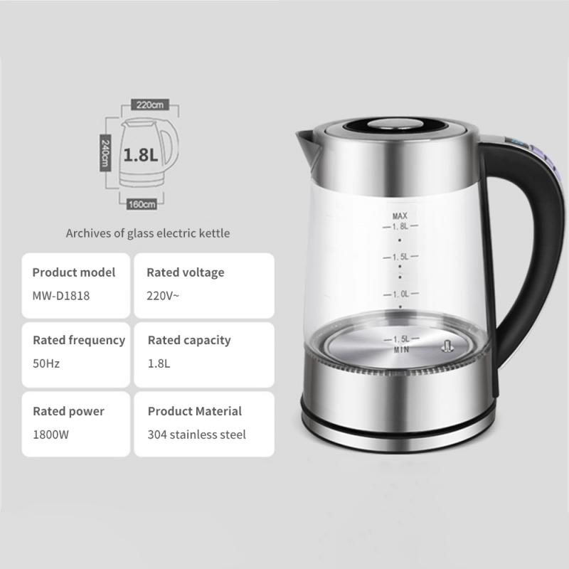 Kettle Transparent New With Insulation Function Household Fast Hot Boiling Kitchen Appliances Electric Kettle High Quality
