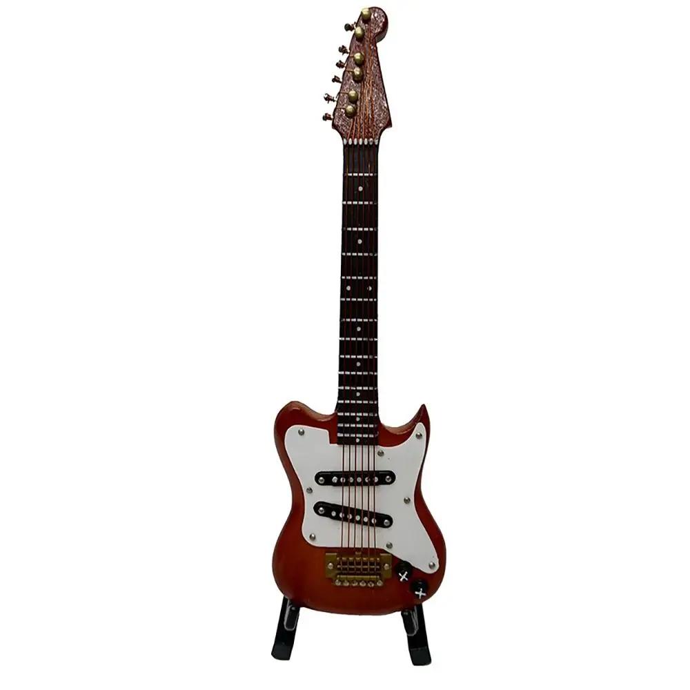 Gift Collection Mini Electric Guitar Ornaments Decorative Miniature Guitar Exquisite Wooden Miniature Musical Instruments